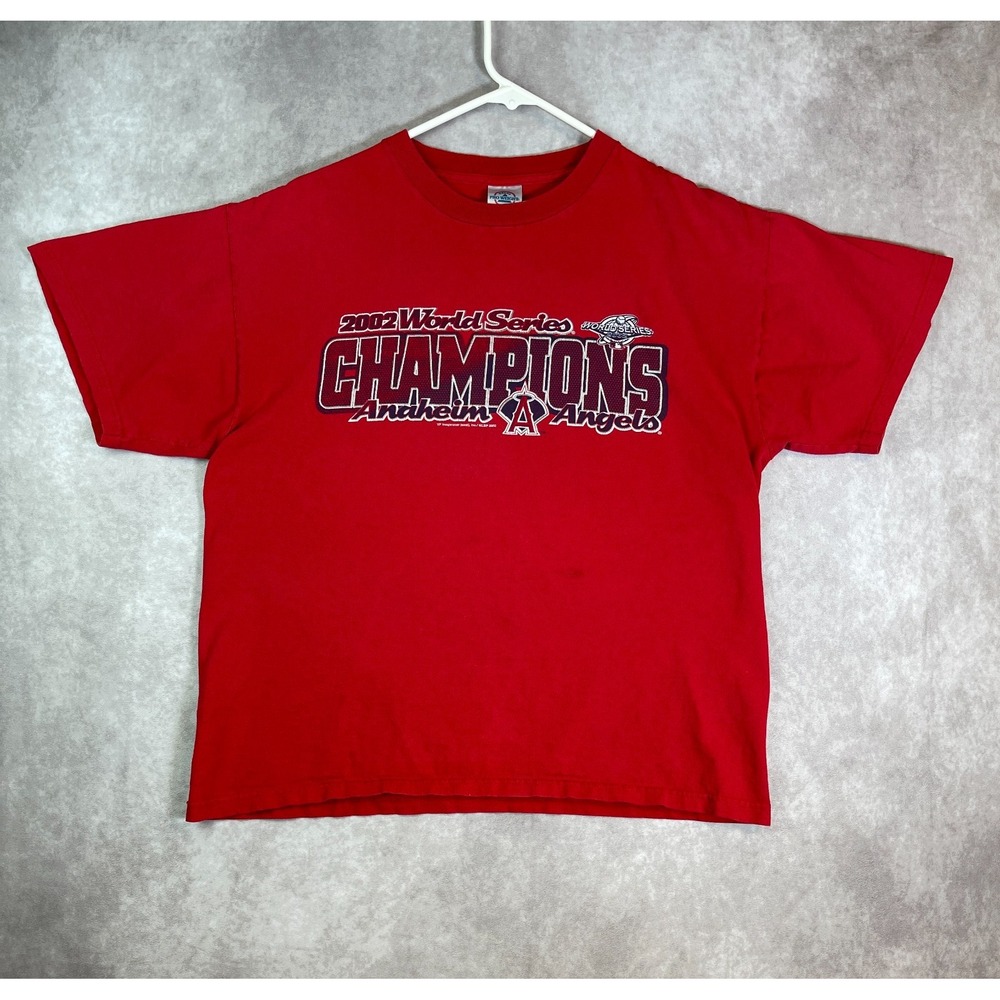 VINTAGE Anaheim Angels World Series Champions 2002 Shirt Adult Large Red MLB